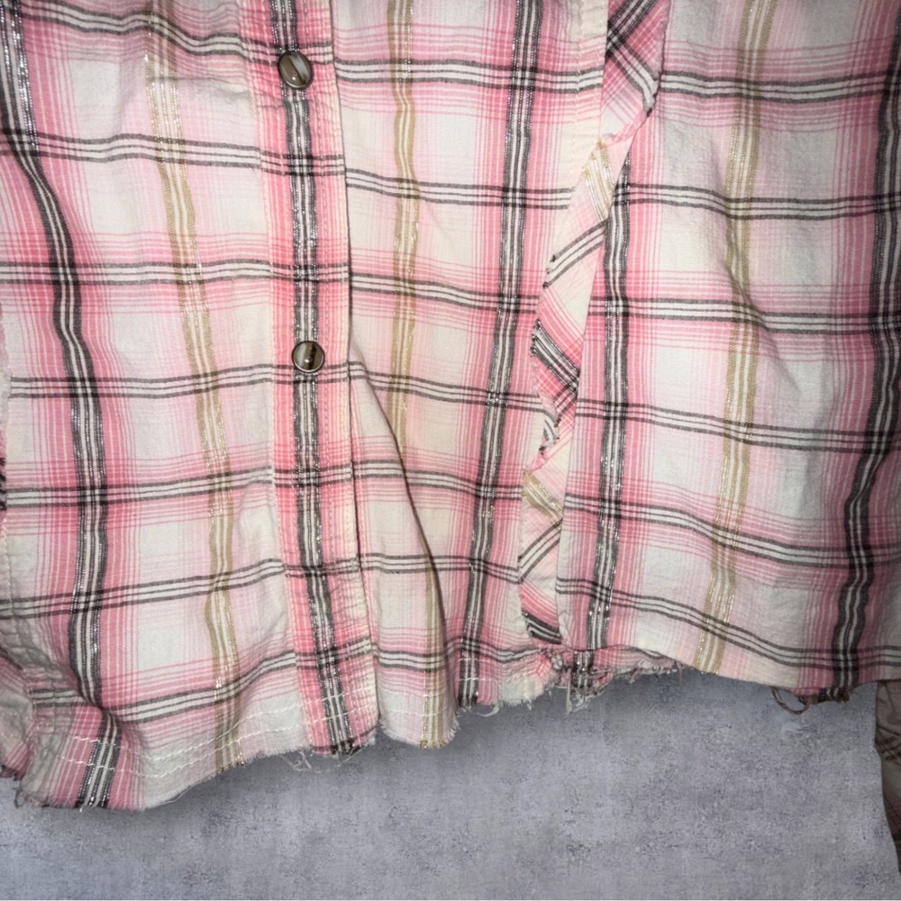 Panhandle Slim Western Plaid Studded Embroidered Snap Shirt Women's Medium - Picture 7 of 13